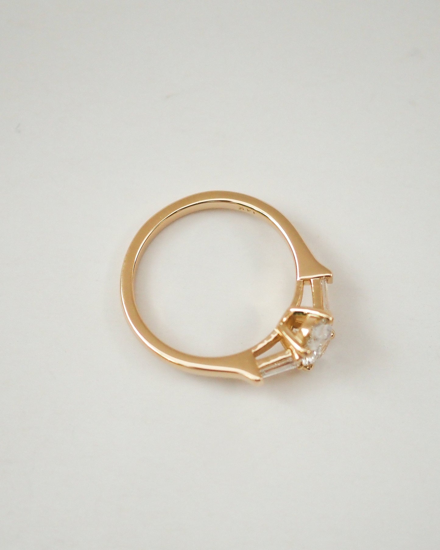 Oval Lab Diamond Three Stone Ring with Baguette Accents