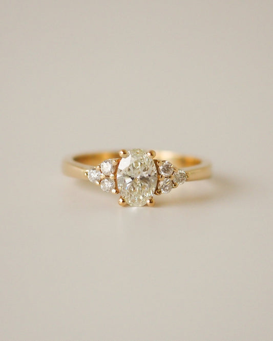Oval Lab Diamond Ring with Cluster Diamond Shoulders