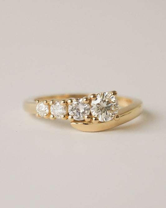 Round Lab Diamond Graduated Bypass Engagement Ring