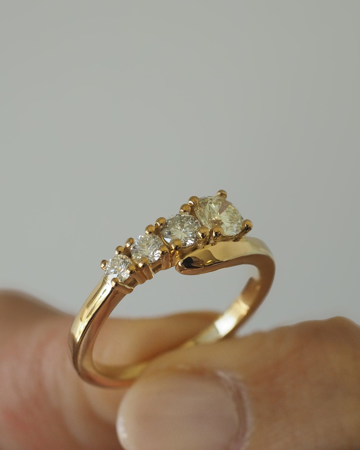 Round Lab Diamond Graduated Bypass Engagement Ring