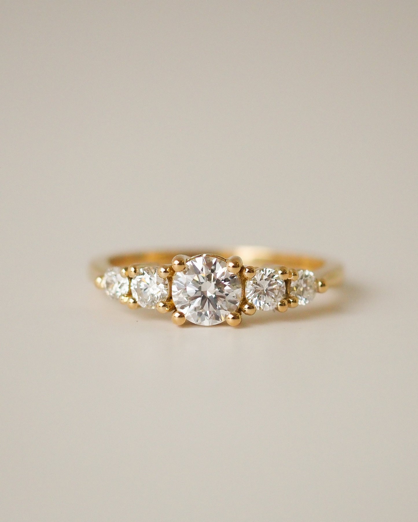 Round Lab Diamond Five Stone Graduated Engagement Ring