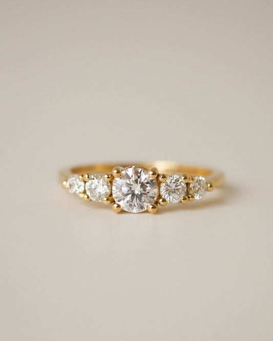 Round Lab Diamond Five Stone Graduated Engagement Ring