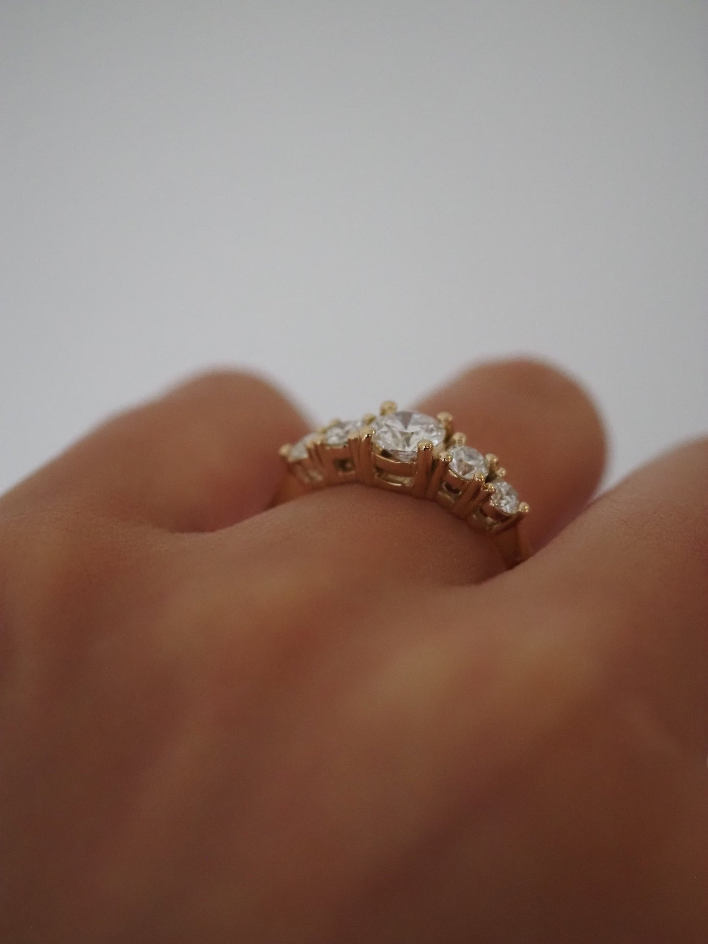 Round Lab Diamond Five Stone Graduated Engagement Ring