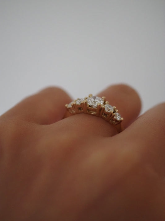 Round Lab Diamond Five Stone Graduated Engagement Ring