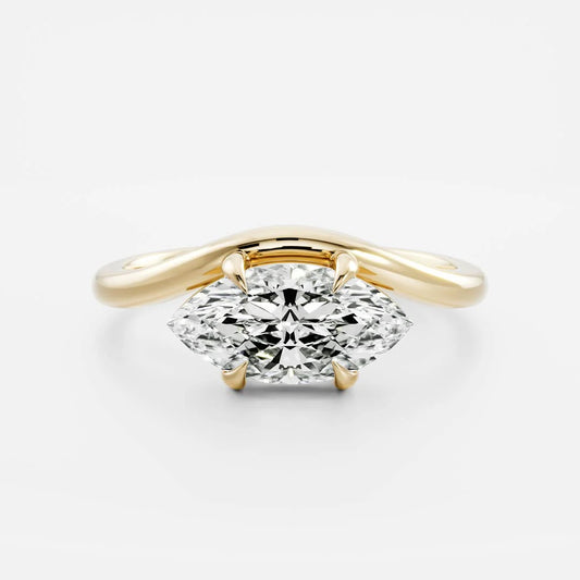 East-West Marquise Lab-Grown Diamond Solitaire Engagement Ring