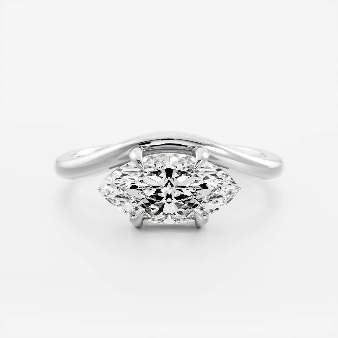 East-West Marquise Lab-Grown Diamond Solitaire Engagement Ring