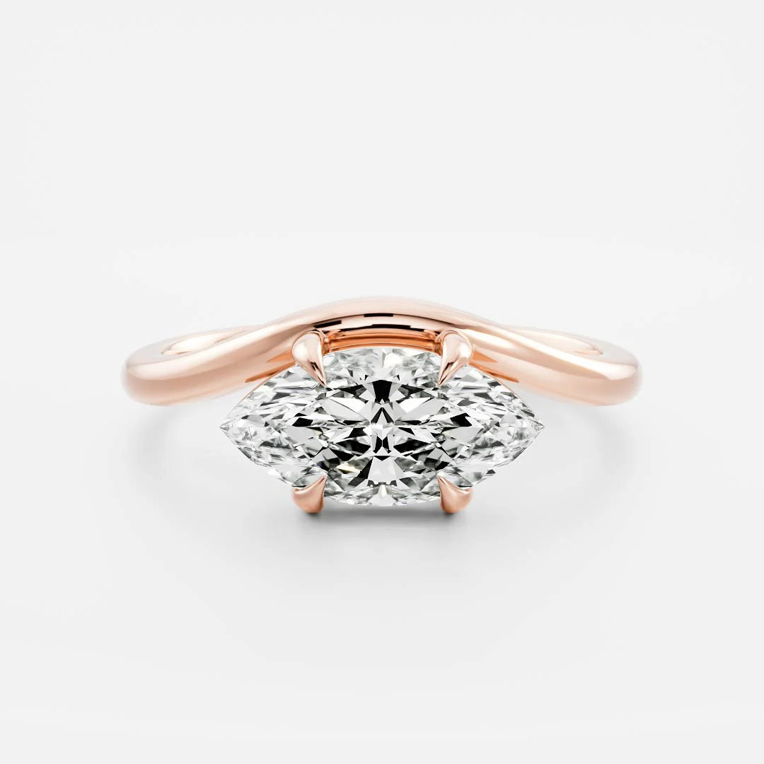 East-West Marquise Lab-Grown Diamond Solitaire Engagement Ring