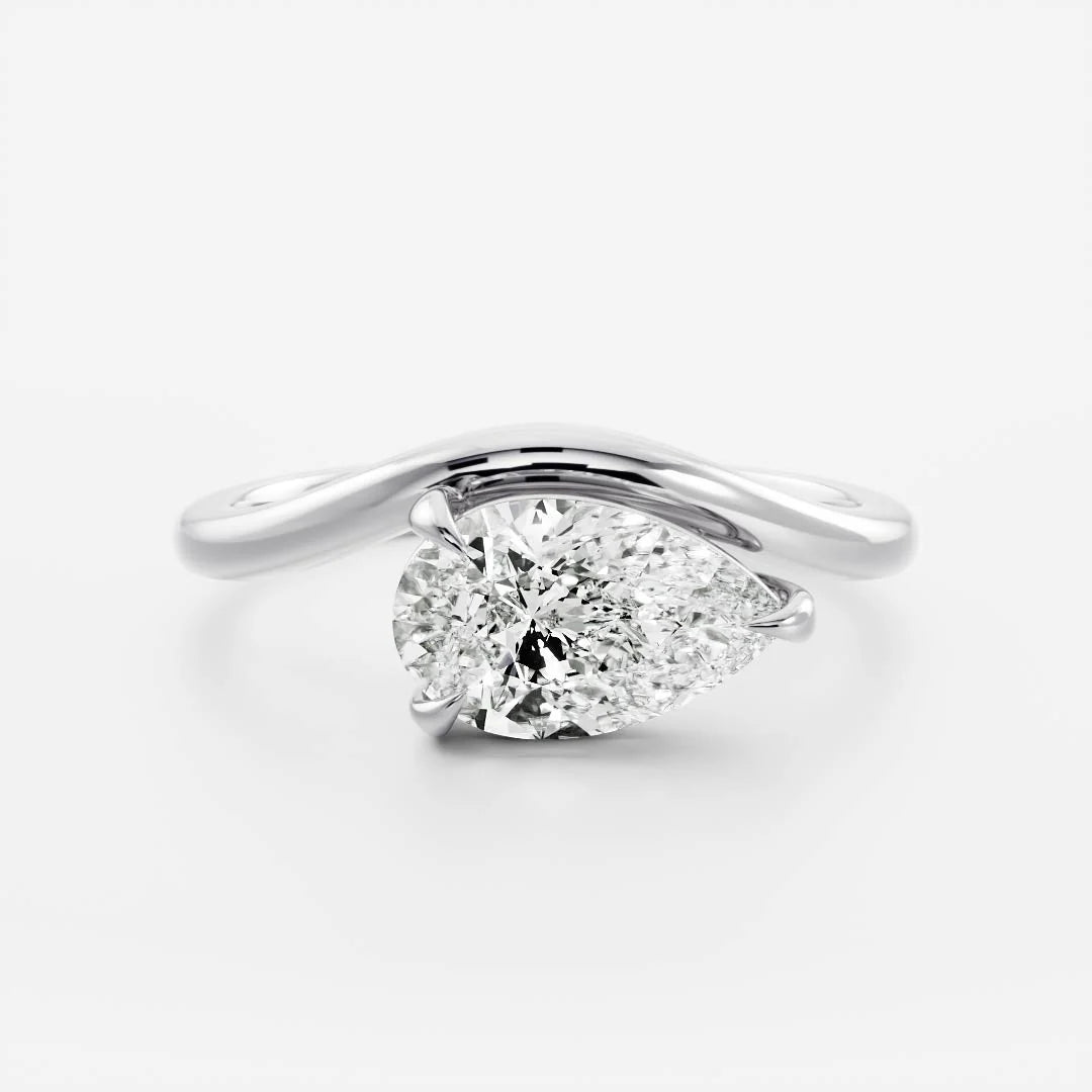 Pear Lab-Grown Diamond Bypass Solitaire Engagement Ring