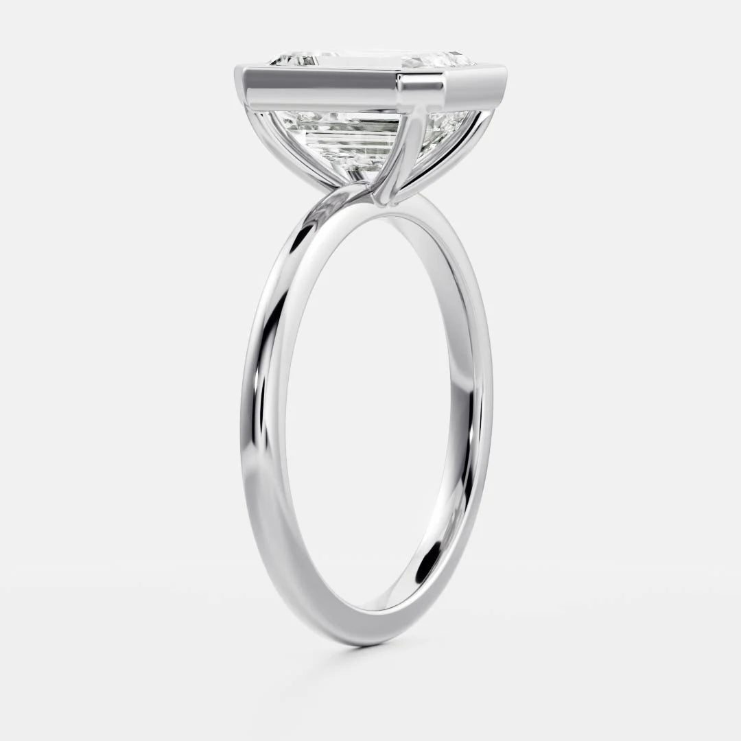 Emerald Cut Lab-Grown Diamond Bezel Solitaire Engagement Ring