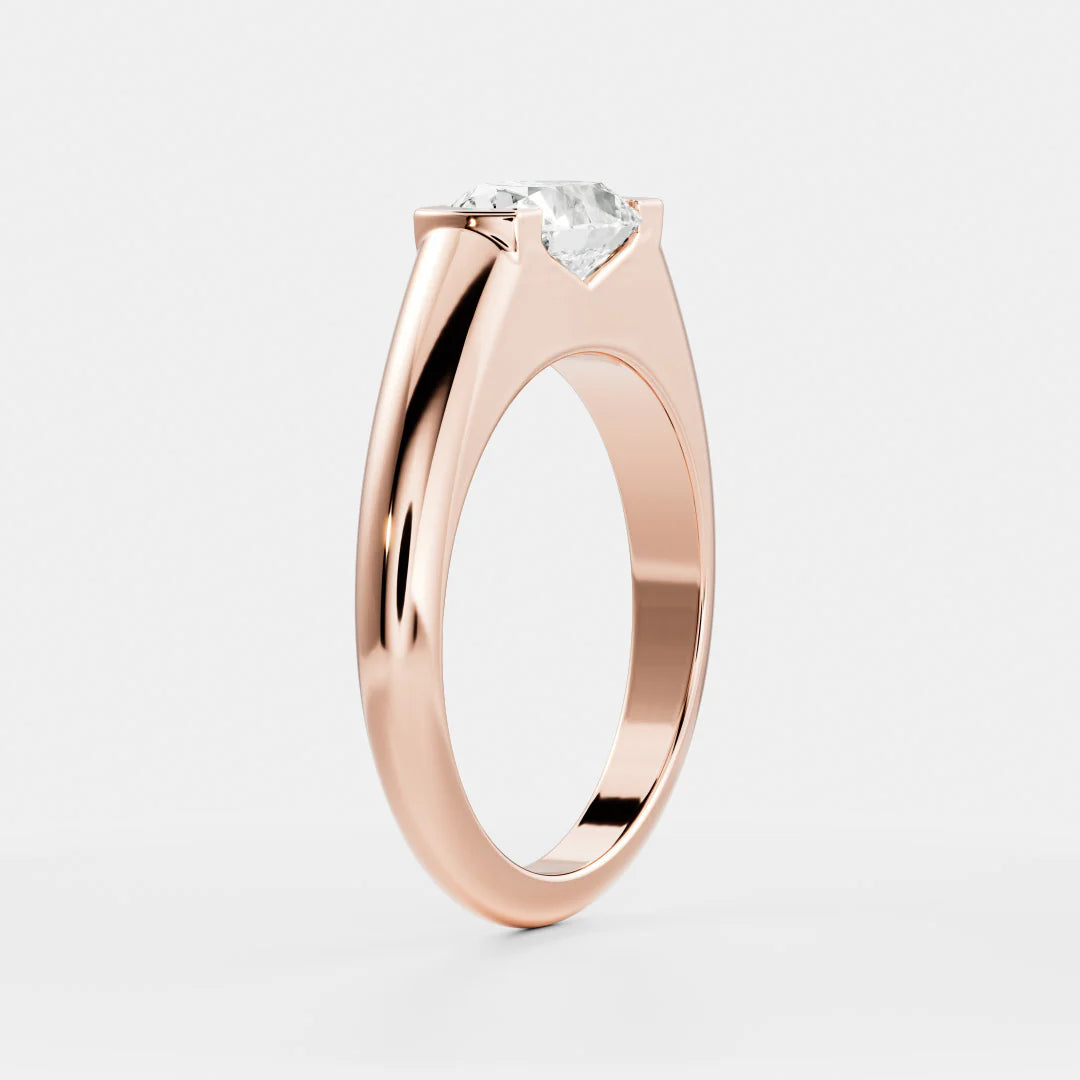 East-West Oval Cut Lab-Grown Diamond Bar-Set Engagement Ring with Dome Band