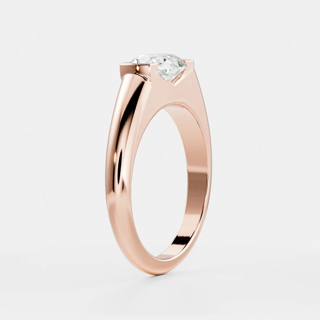 East-West Pear Cut Lab-Grown Diamond Bar-Set Engagement Ring with Dome Band