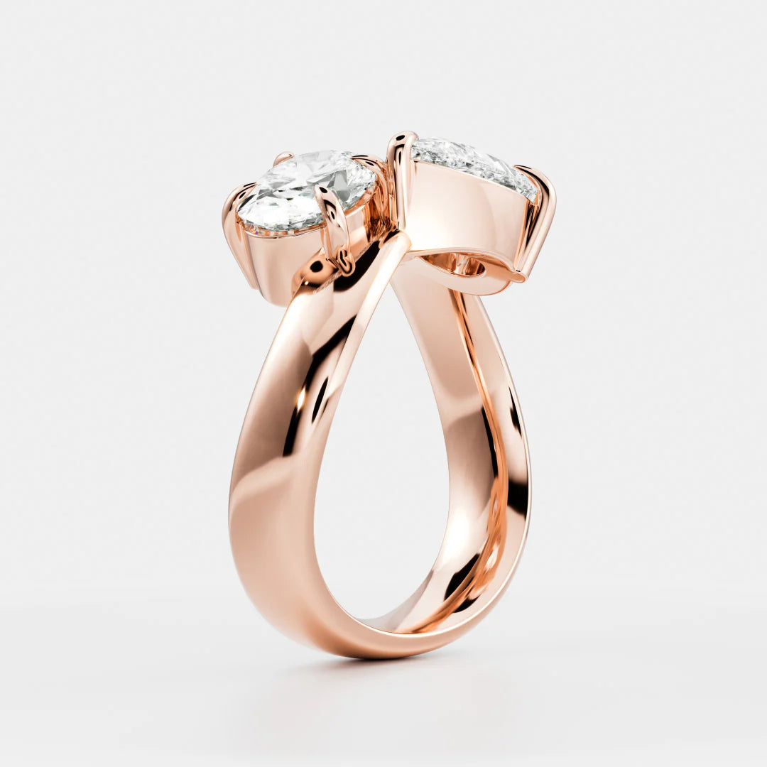 Oval & Pear Shaped Lab-Grown Diamond Toi et Moi Bypass Engagement Ring