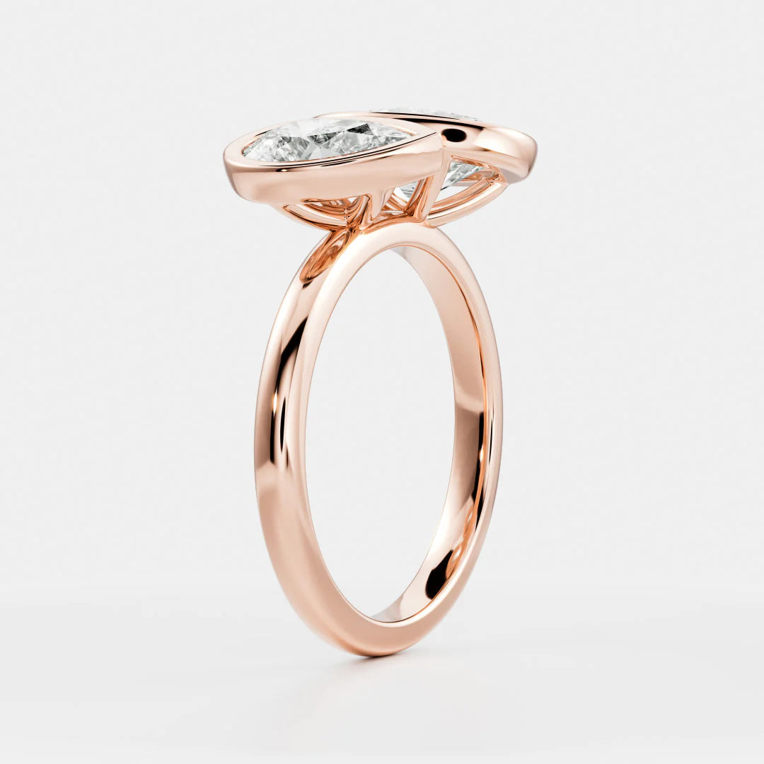 Large Oval & Pear Lab-Grown Diamond Bezel-Set Toi et Moi Engagement Ring