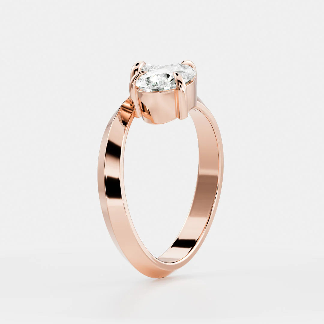 Double Pear Shaped Lab-Grown Diamond Toi et Moi Bypass Engagement Ring