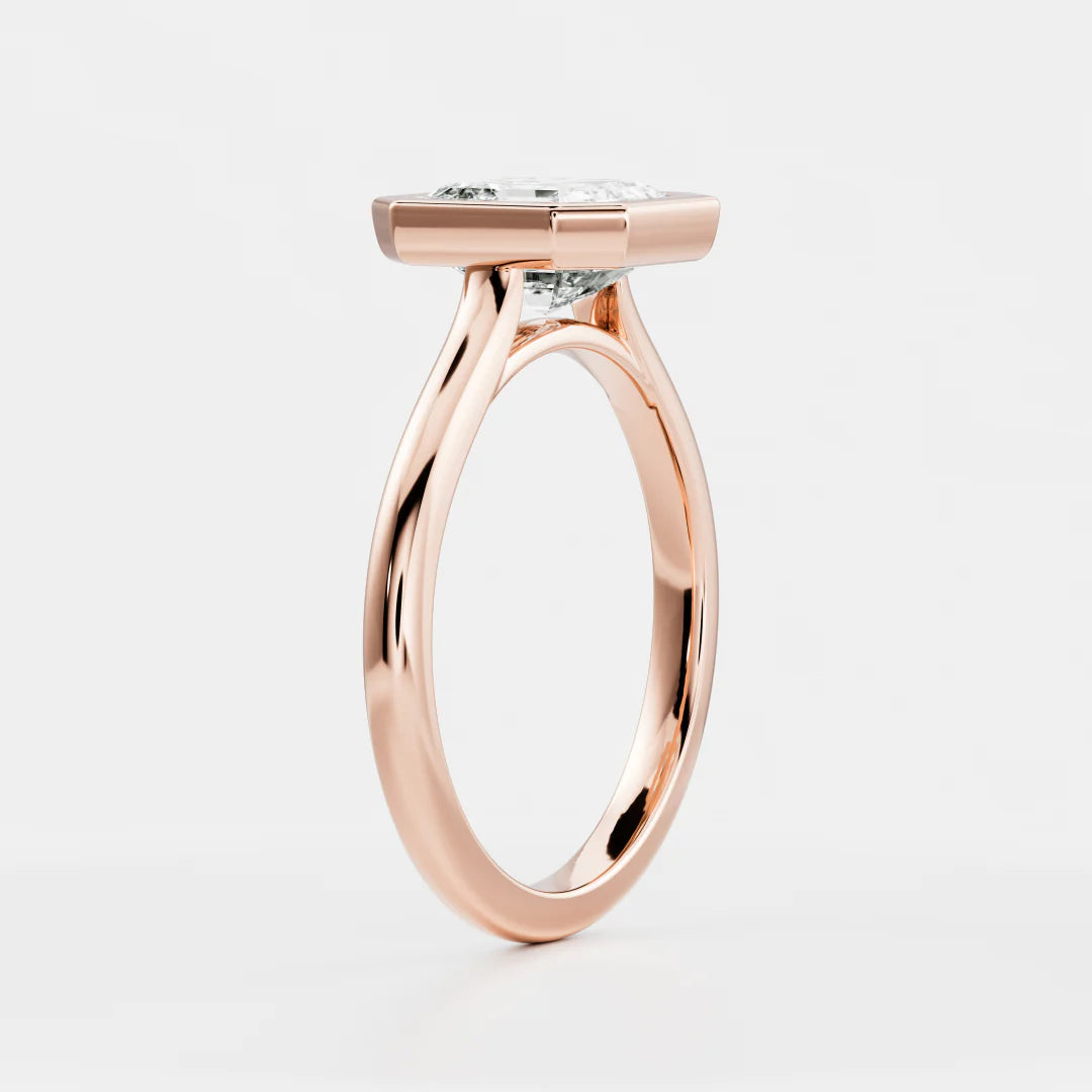 Asscher Cut Lab-Grown Diamond Full Bezel Engagement Ring