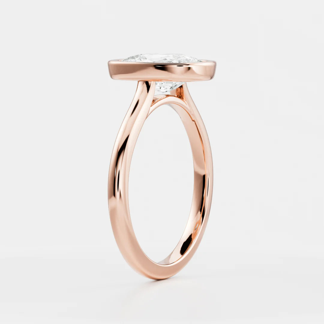Elongated Cushion Lab-Grown Diamond Full Bezel Engagement Ring