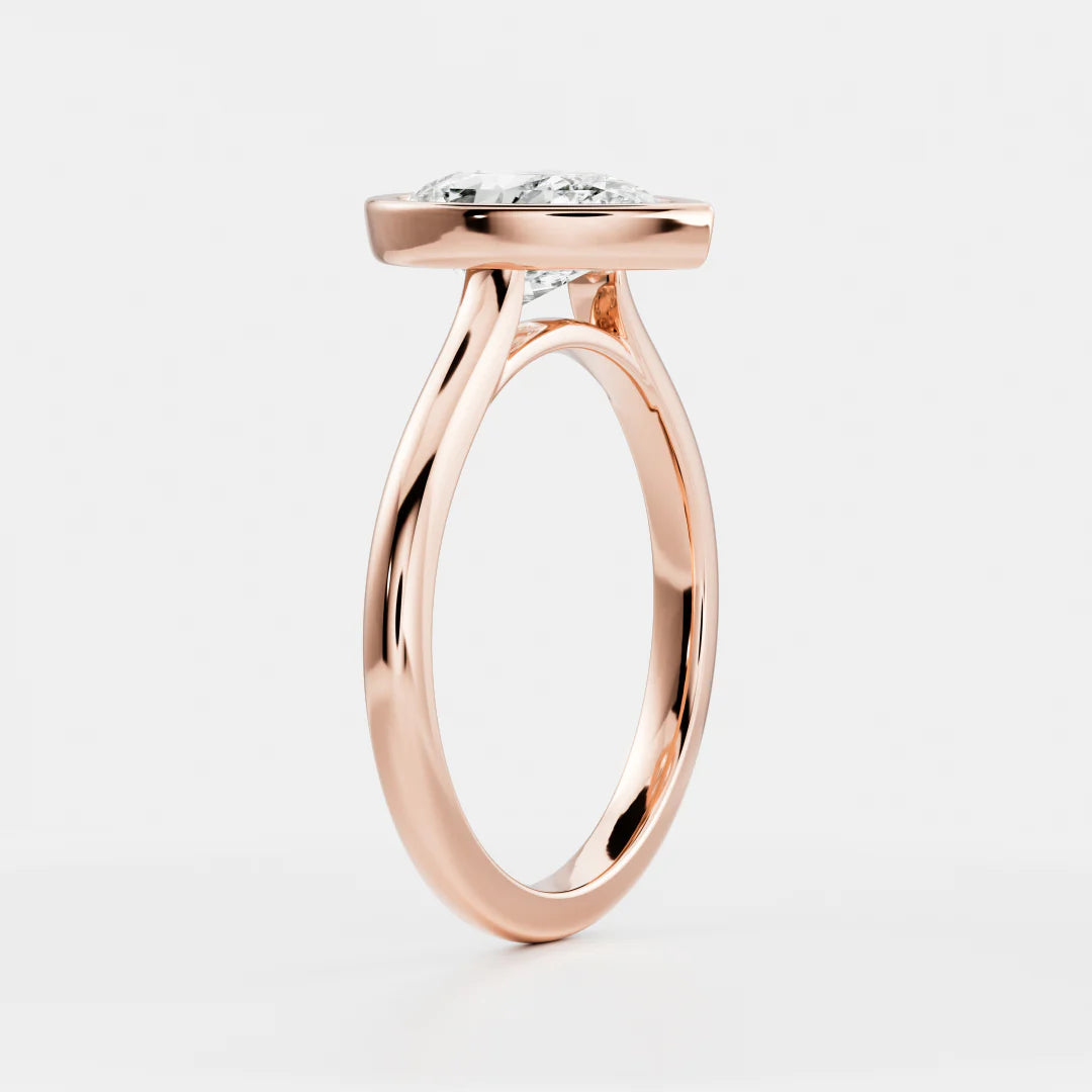 Pear Cut Lab-Grown Diamond Full Bezel Engagement Ring