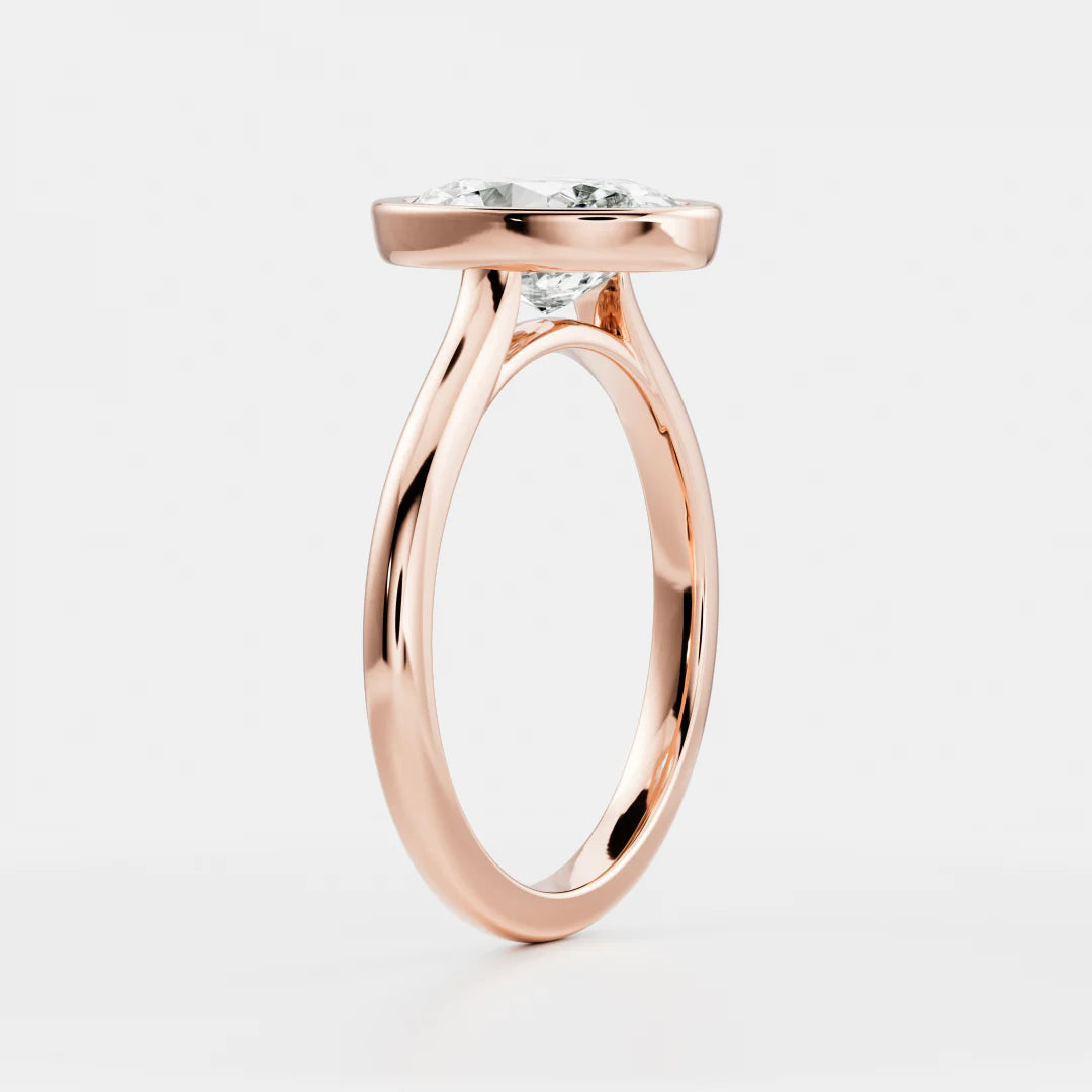 Oval Lab-Grown Diamond Full Bezel Solitaire Engagement Ring
