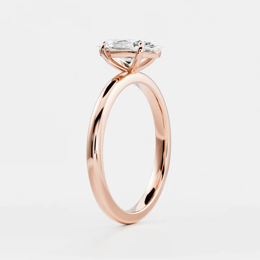 Elongated Oval Lab-Grown Diamond Claw Prong Solitaire Engagement Ring