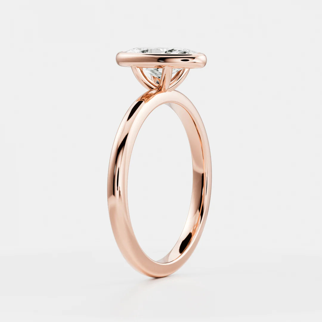 Elongated Oval Lab-Grown Diamond Full Bezel Engagement Ring