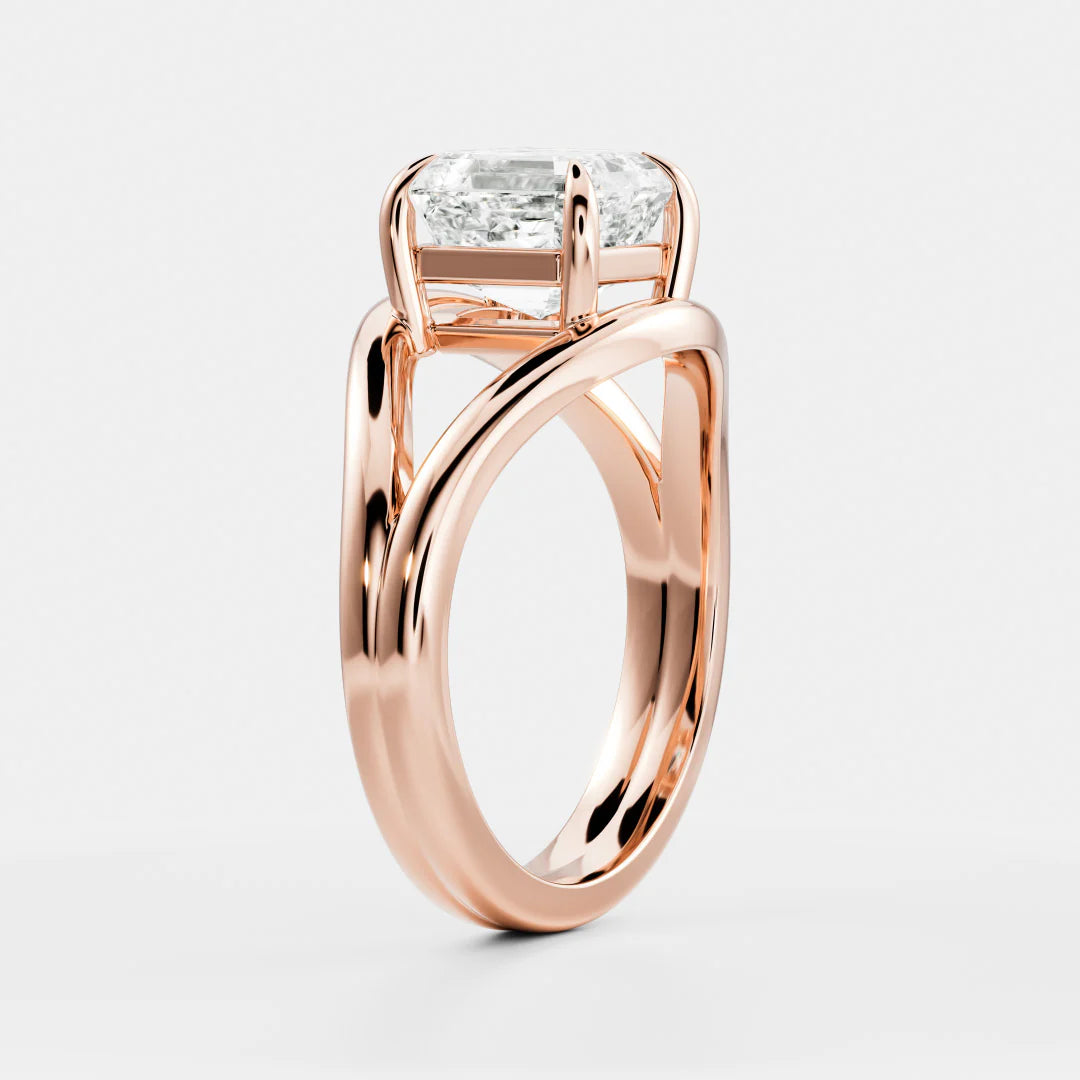 Asscher Cut Lab-Grown Diamond Solitaire Engagement Ring with Split Shank