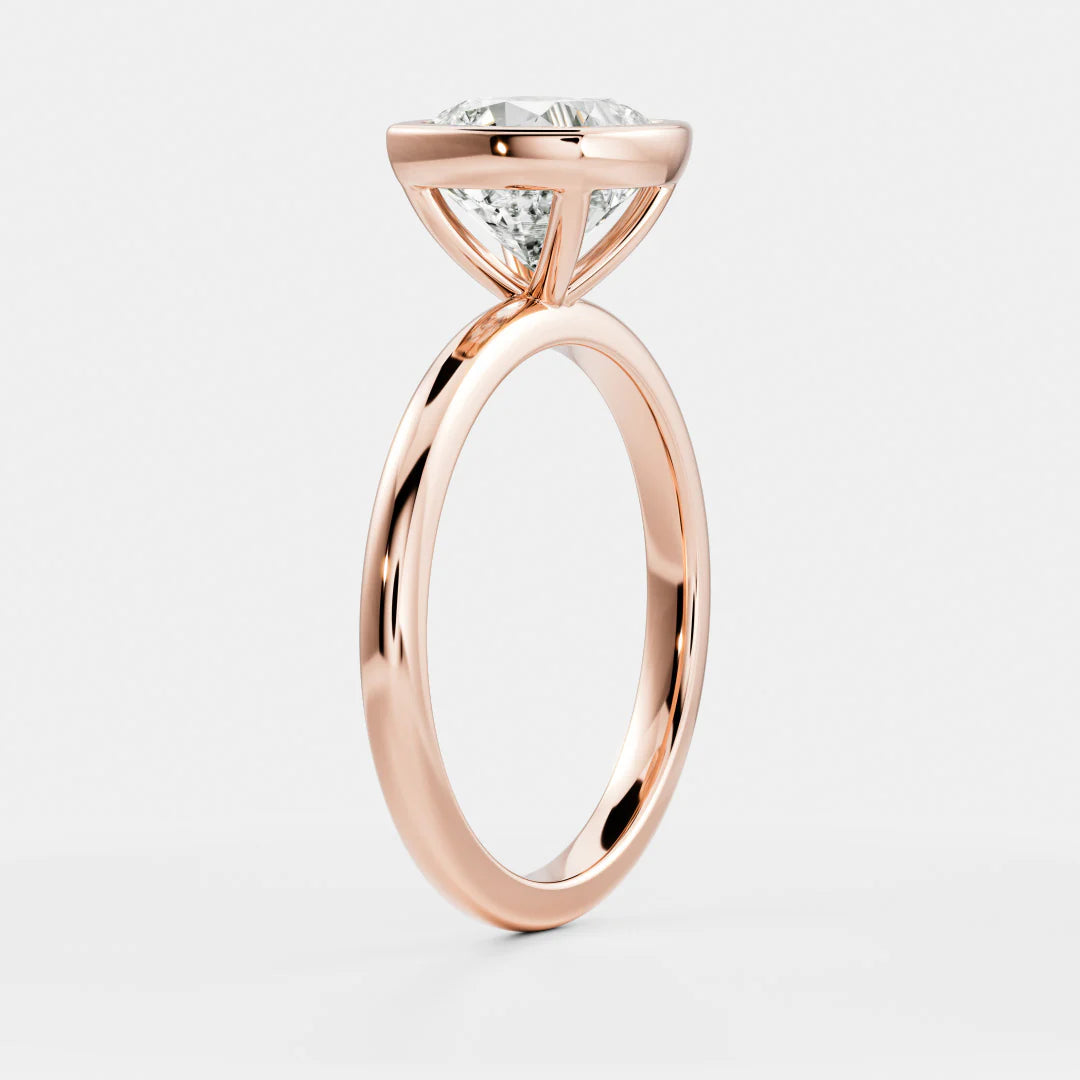 Cushion Cut Lab-Grown Diamond Full Bezel Engagement Ring