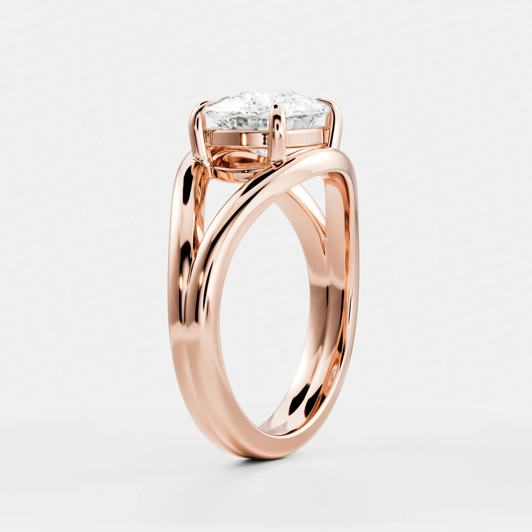 Cushion Cut Lab-Grown Diamond Double-Prong Solitaire Engagement Ring with Split Shank