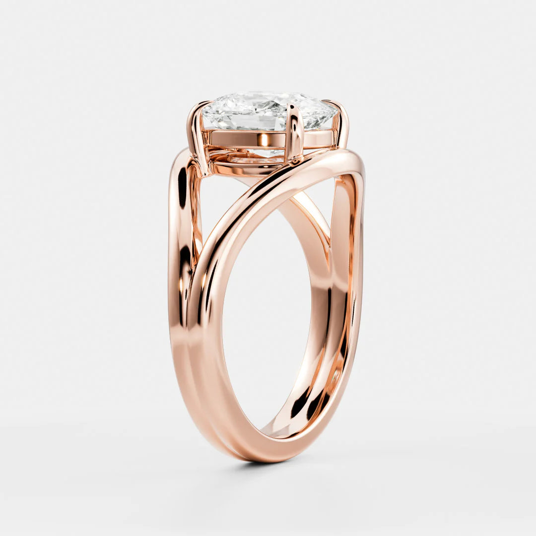 Elongated Cushion Cut Lab-Grown Diamond Solitaire Engagement Ring with Split Shank
