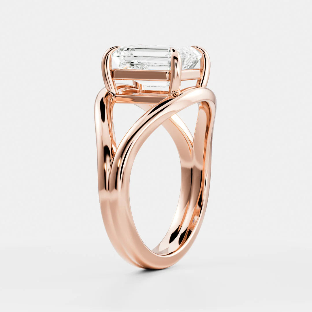 Emerald Cut Lab-Grown Diamond Solitaire Engagement Ring with Split Shank