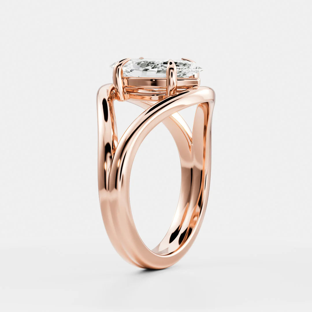 Marquise Cut Lab-Grown Diamond Solitaire Engagement Ring with Split Shank