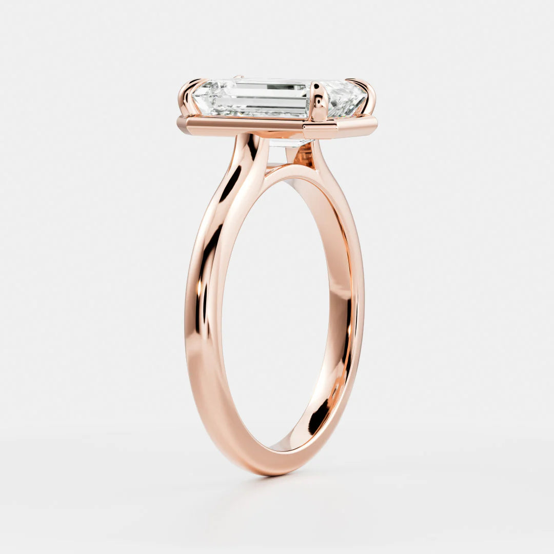 Emerald Cut Lab-Grown Diamond Bezel & Claw Prong Engagement Ring