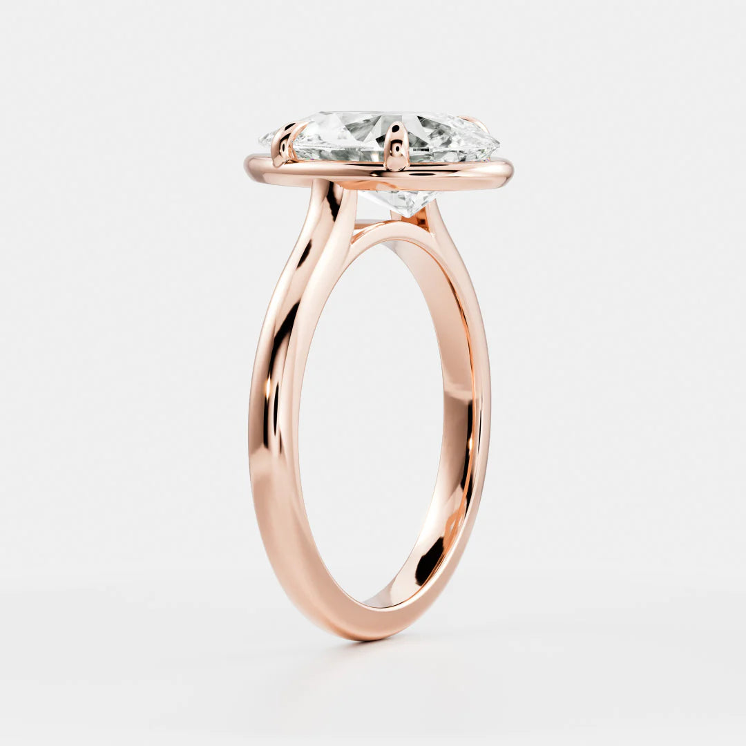 Pear Shaped Lab-Grown Diamond Bezel & 4-Prong Engagement Ring