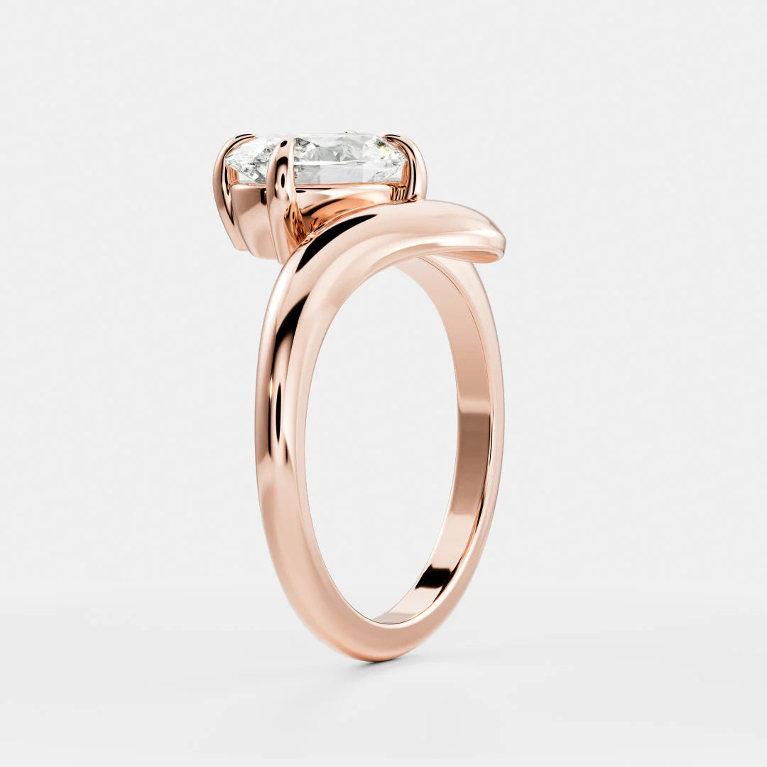 Oval Lab-Grown Diamond Solitaire Engagement Ring with Bypass Band