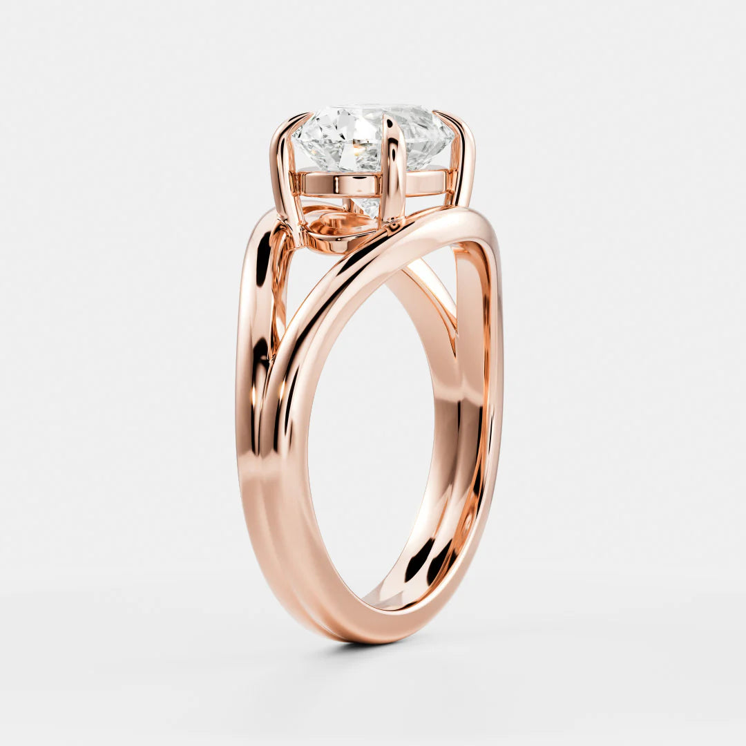 Oval Cut Lab-Grown Diamond Four-Prong Solitaire Engagement Ring with Split Shank
