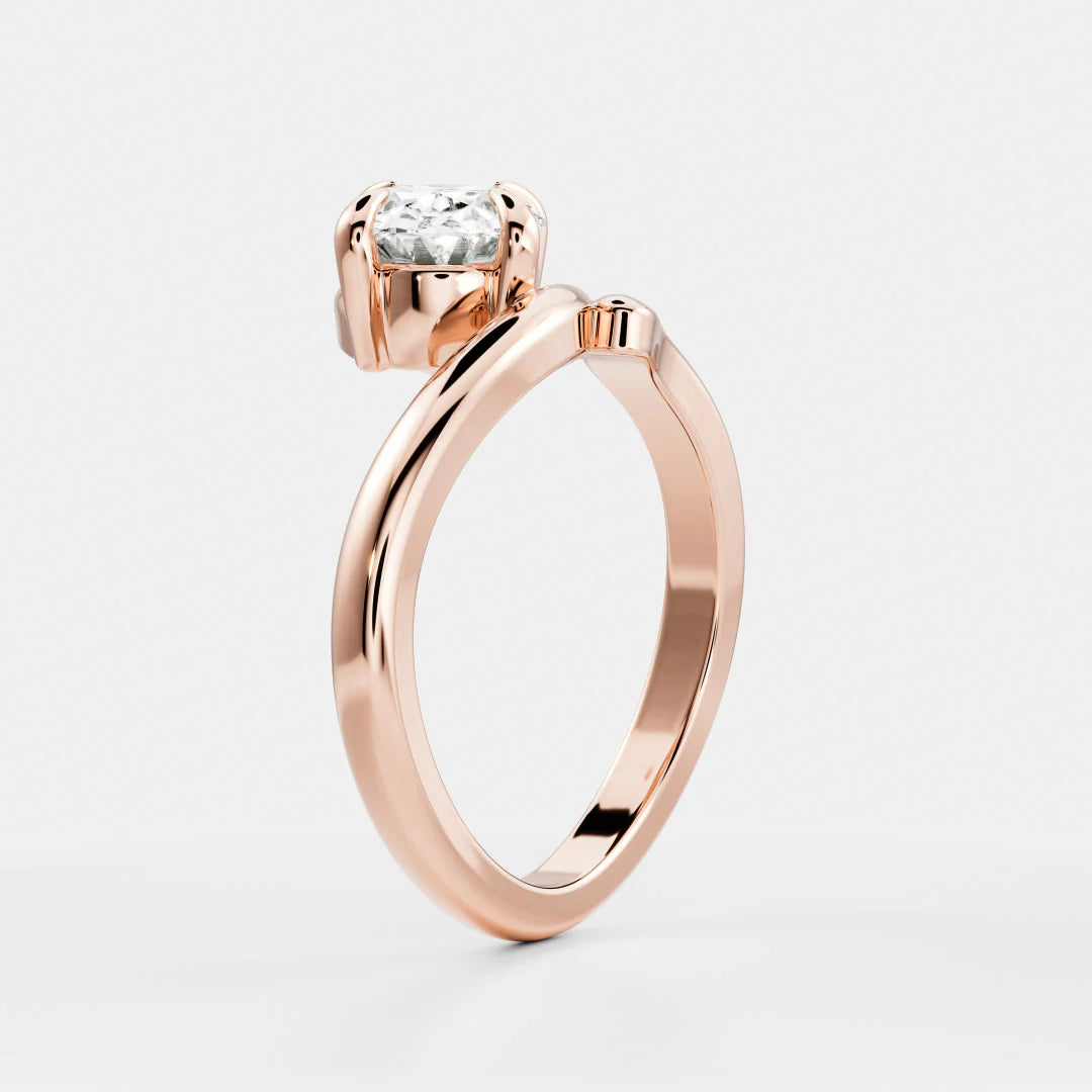 Oval Cut Lab-Grown Diamond Solitaire Engagement Ring with Bypass Band