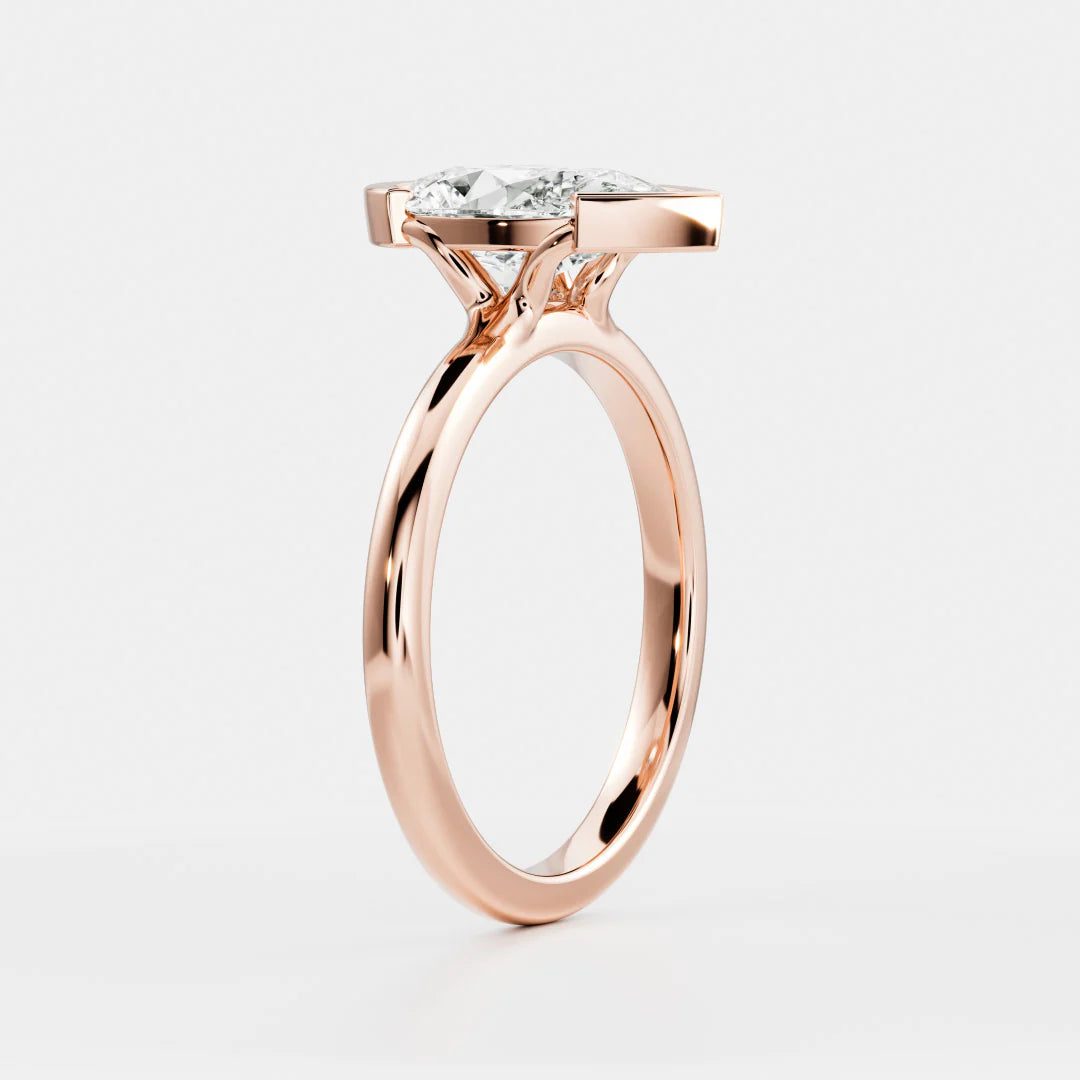 Pear Shaped Lab-Grown Diamond Half Bezel Engagement Ring