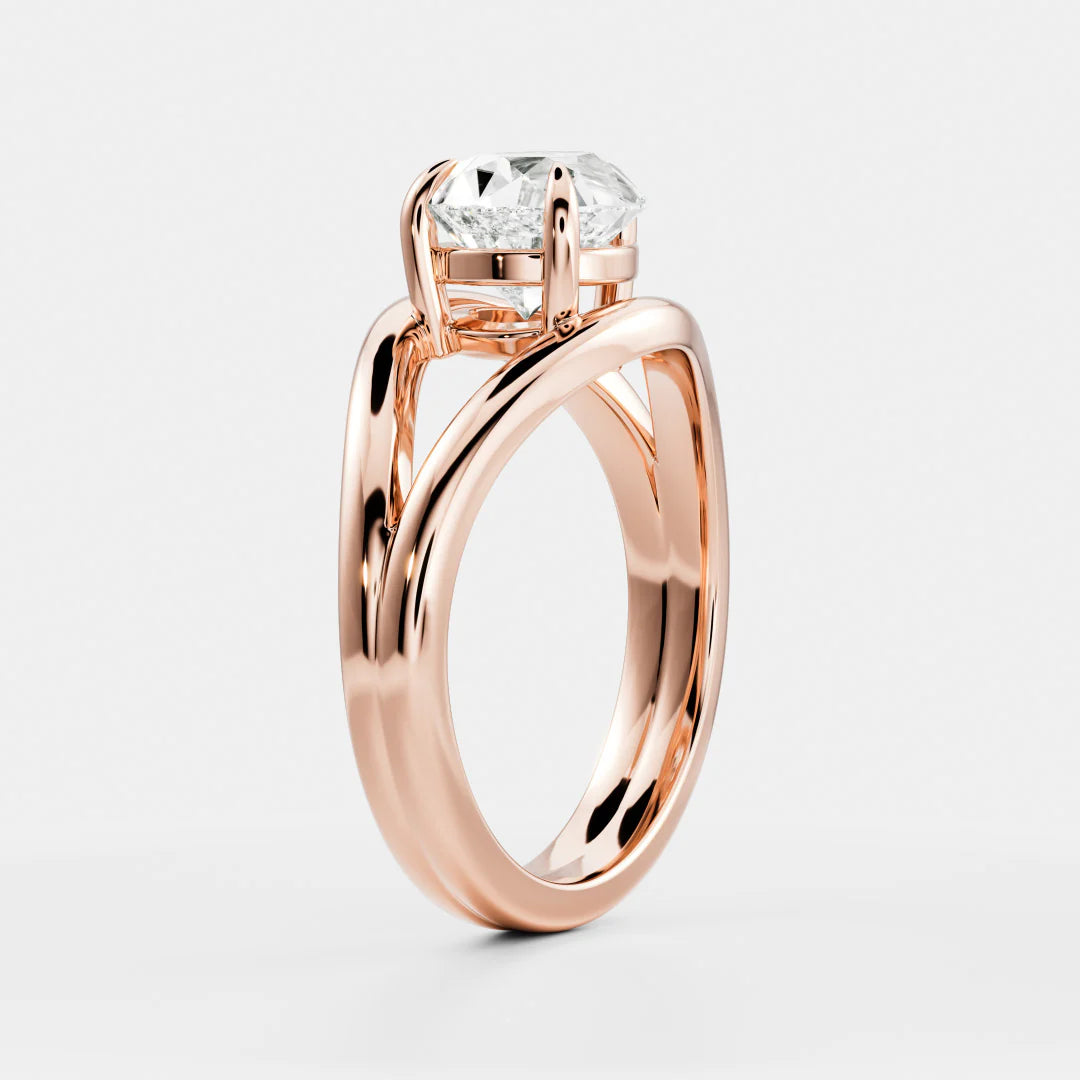 East-West Pear Cut Lab-Grown Diamond Solitaire Engagement Ring with Split Shank