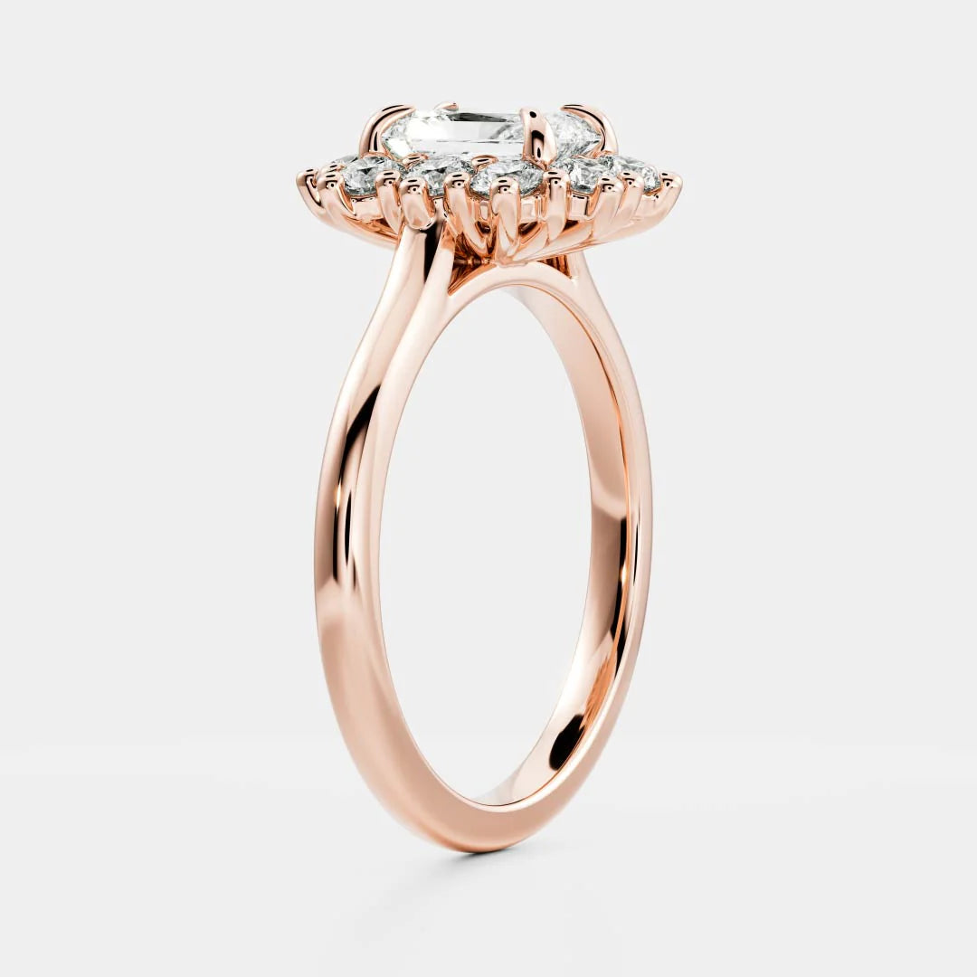 Radiant Cut Lab-Grown Diamond Cluster Halo Engagement Ring