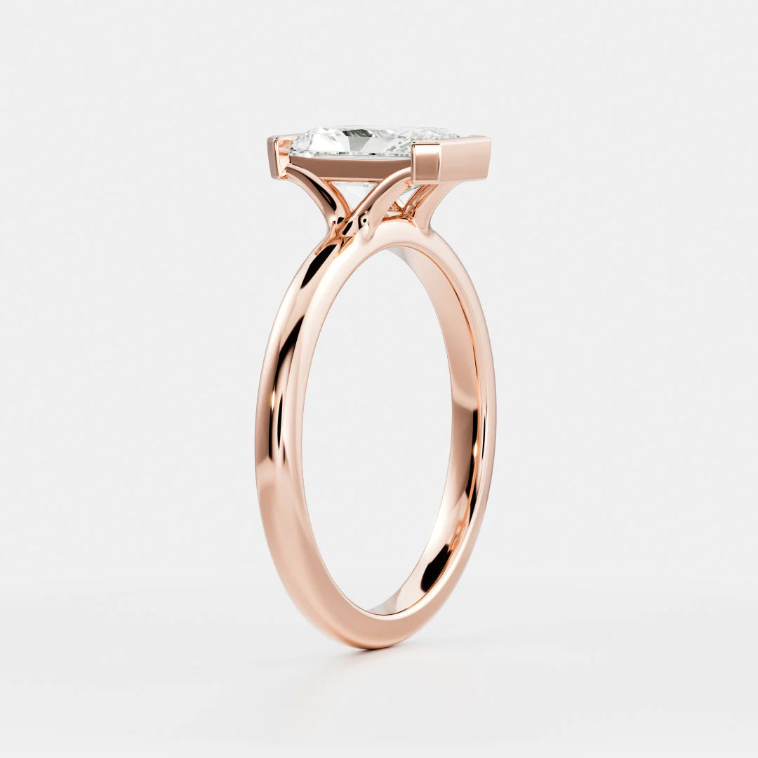 Radiant Cut Lab-Grown Diamond Half Bezel Engagement Ring