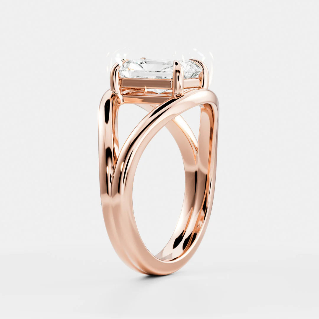 Radiant Cut Lab-Grown Diamond Solitaire Engagement Ring with Split Shank