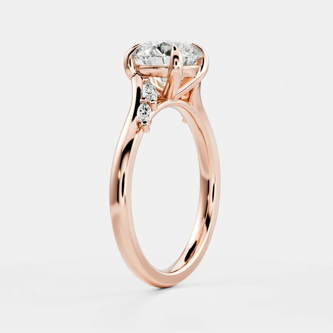 Round Brilliant Lab-Grown Diamond Cluster Bypass Engagement Ring