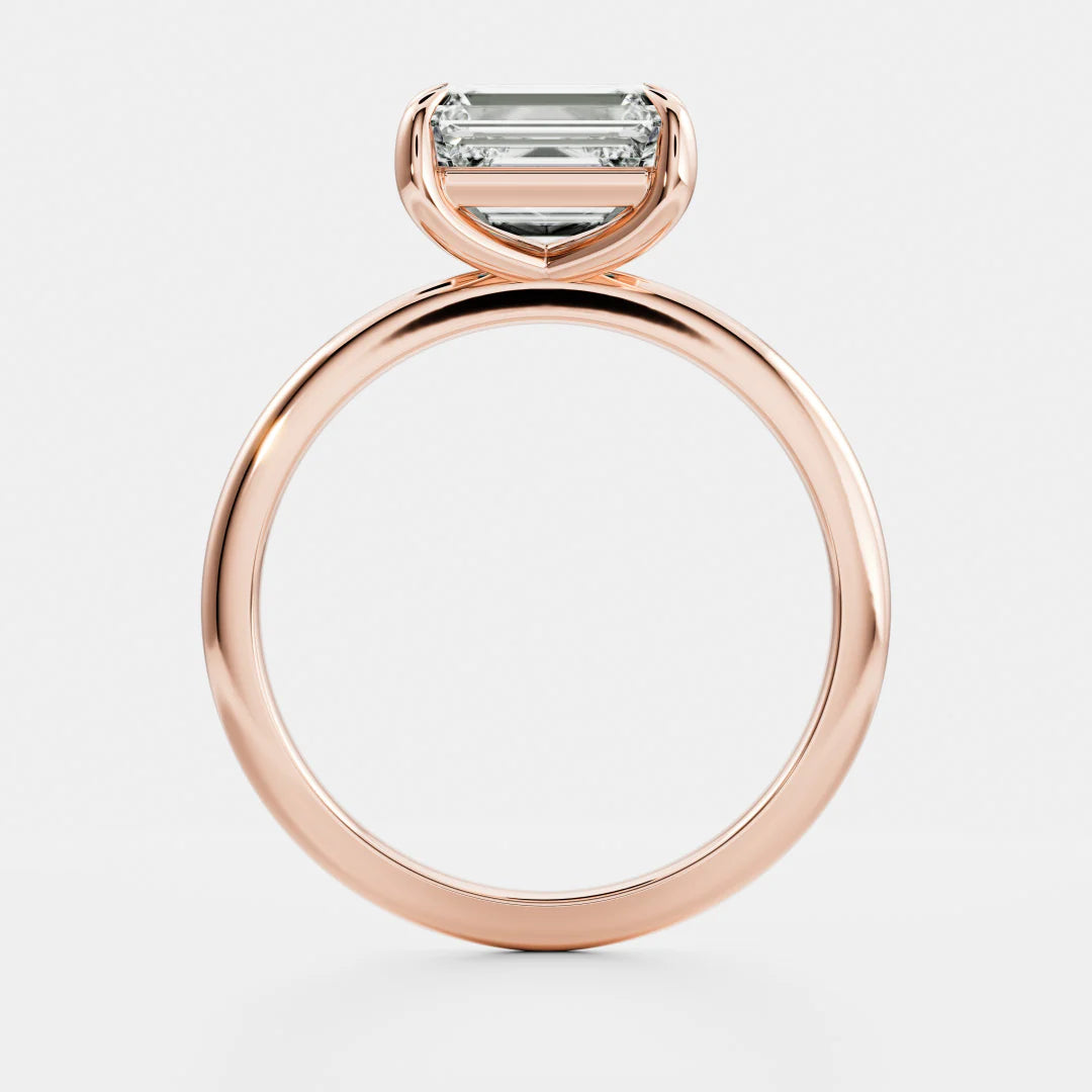 East-West Emerald Cut Lab-Grown Diamond Solitaire Engagement Ring