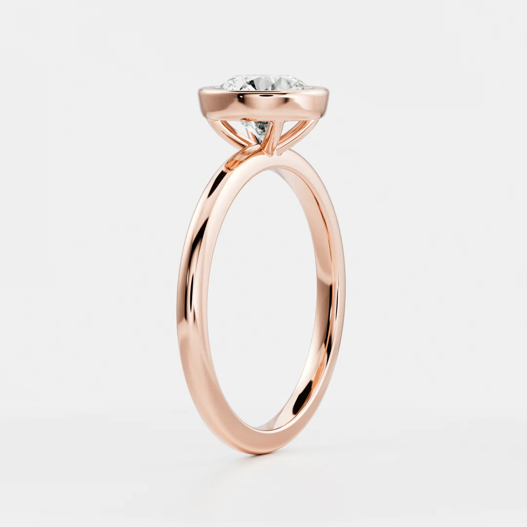 Round Cut Lab-Grown Diamond Full Bezel Engagement Ring