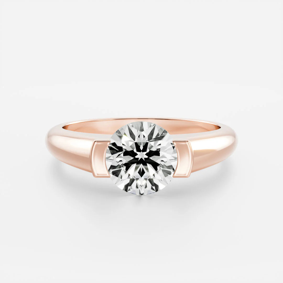 Round Brilliant Lab-Grown Diamond Bar-Set Solitaire Engagement Ring with Dome Band