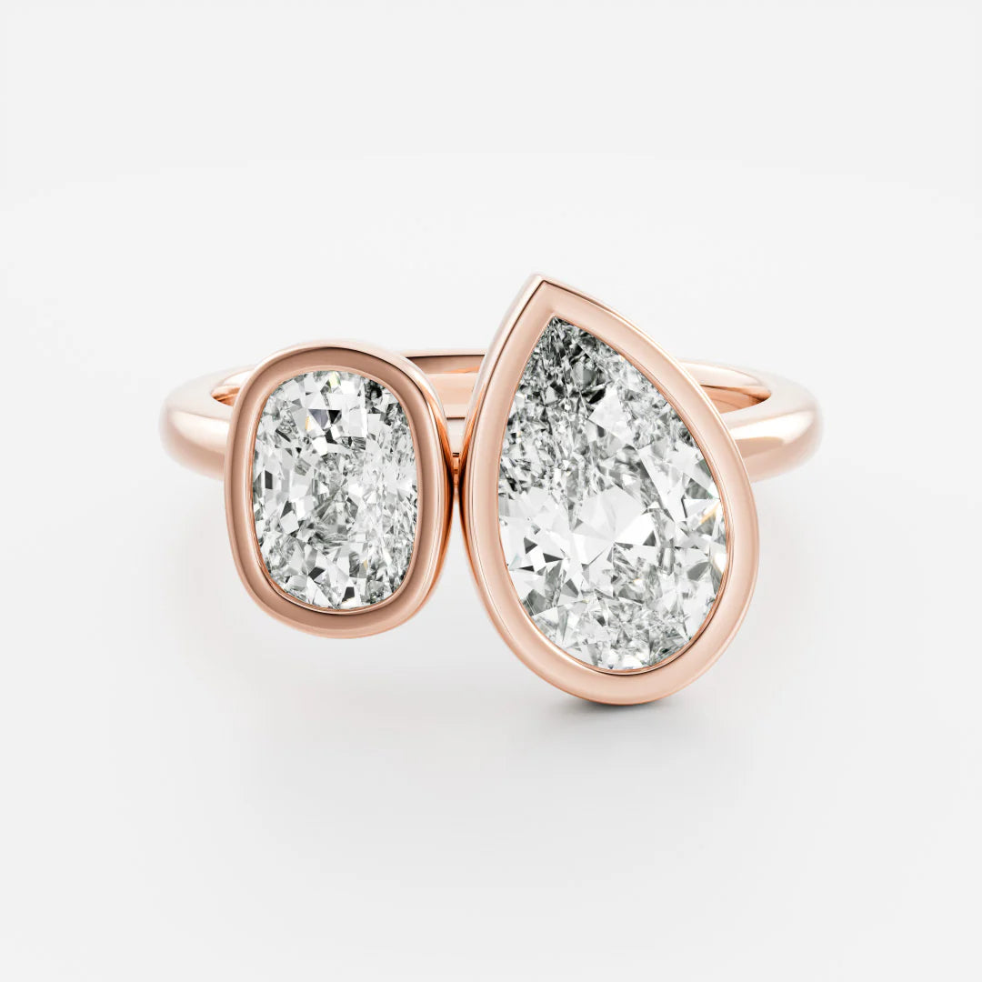 Oval & Pear Lab-Grown Diamond Bezel-Set Toi et Moi Engagement Ring