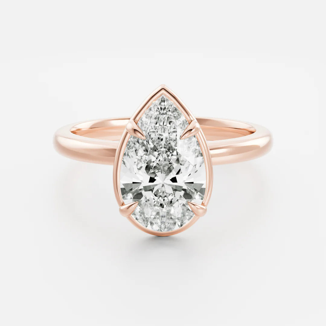 Pear Shaped Lab-Grown Diamond Bezel & Claw Prong Engagement Ring