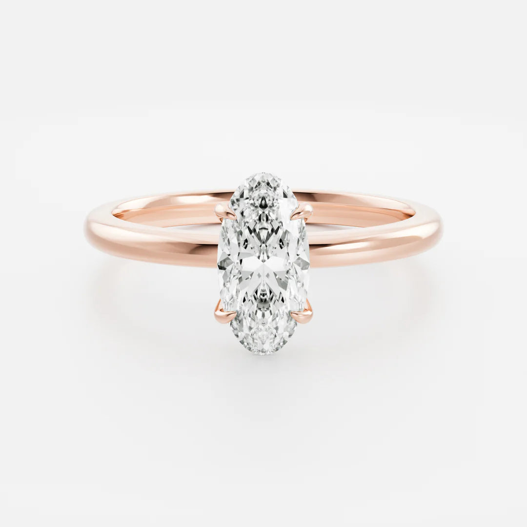 Elongated Oval Lab-Grown Diamond Claw Prong Solitaire Engagement Ring