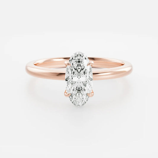 Elongated Oval Lab-Grown Diamond Claw Prong Solitaire Engagement Ring