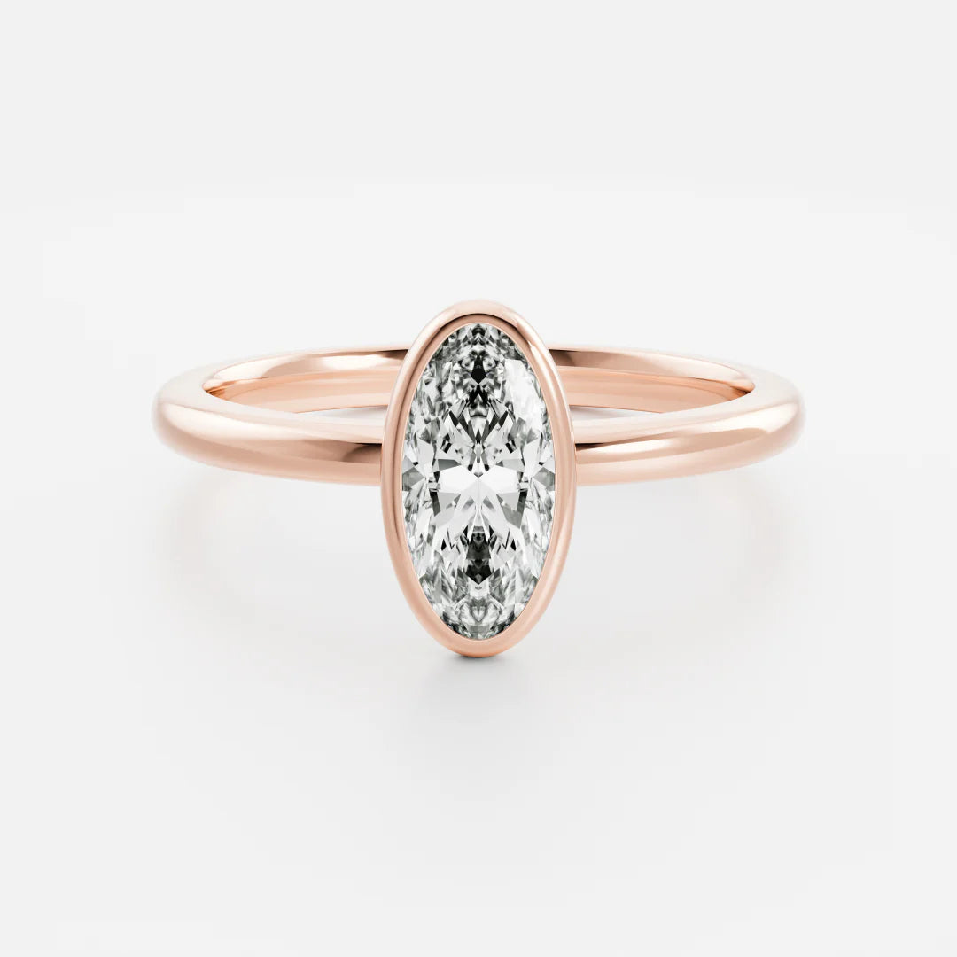 Elongated Oval Lab-Grown Diamond Full Bezel Engagement Ring