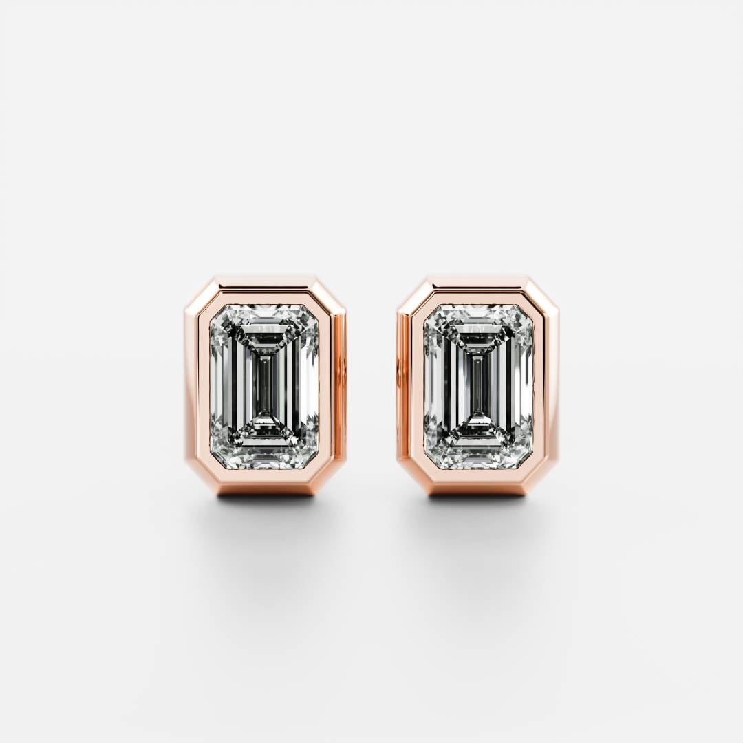 The Cleo Bezel-Set Emerald Cut Lab-Grown Diamond Studs